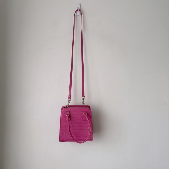 Poppy Lissiman Crikey BB Faux Croc Top Handle Mini Bag in Hot Pink - Picture 7 of 11